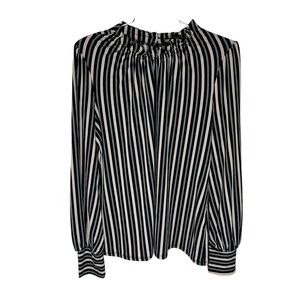 Adrianna Papell Black and White Tie Front Blouse